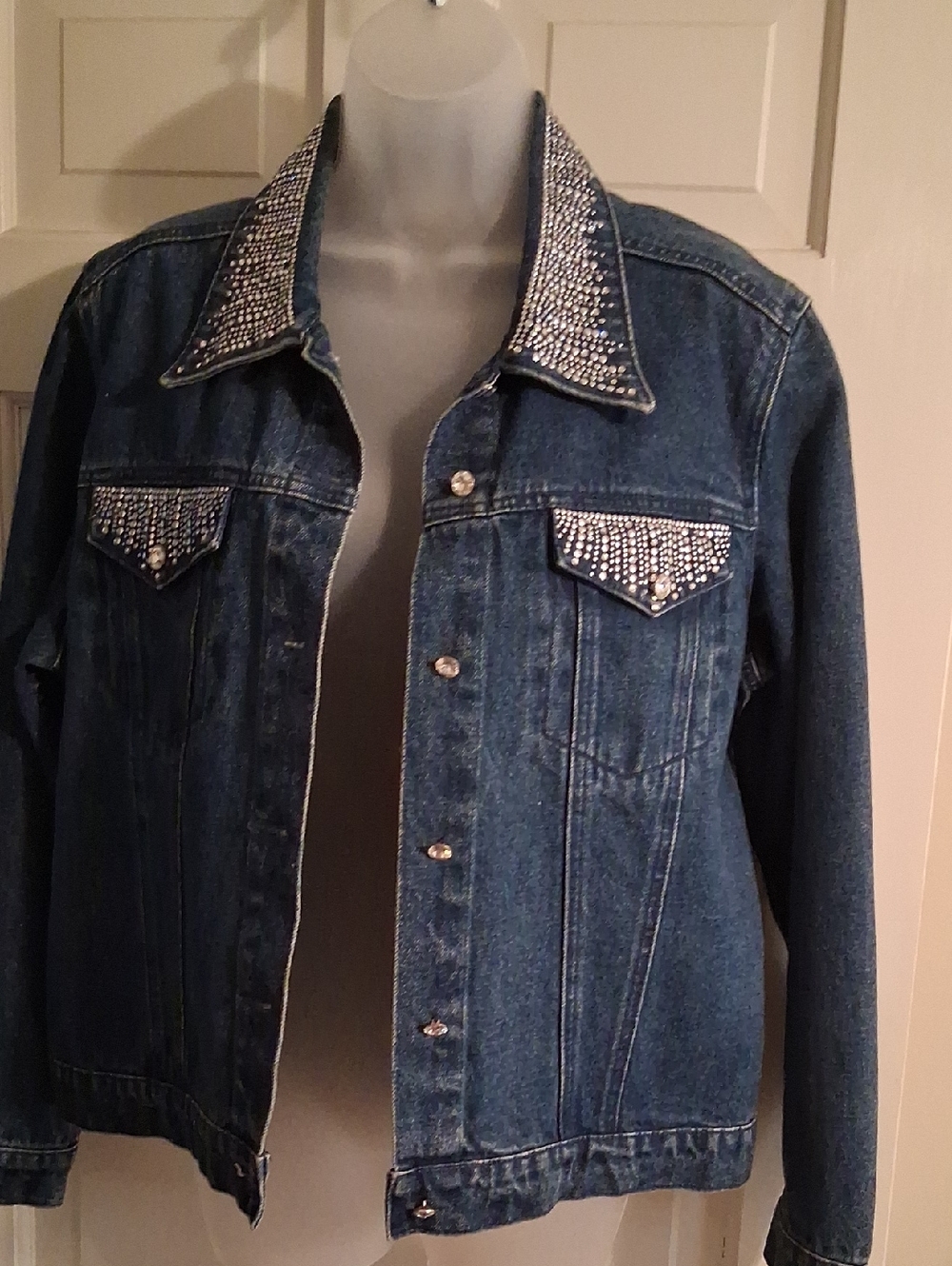 Christine Alexander Blue Denim Jacket with Silver Rhinestones